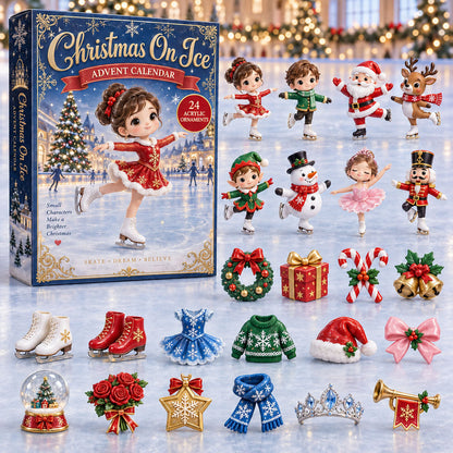 CHRISTMAS KICKOFF 40% OFF - Christmas On Ice Advent Calendar 2026 - 24-Day Festive Countdown, Acrylic Charms Blind Box - Gift For Figure Skater Lovers AC0NT331