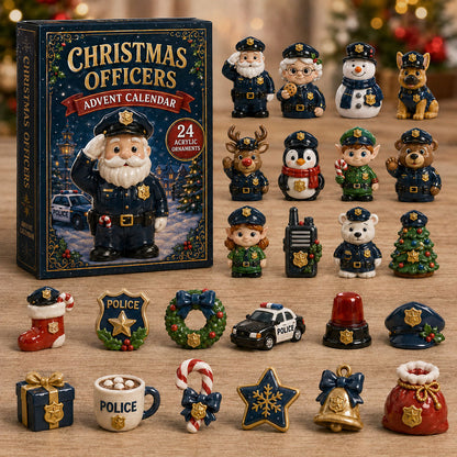 CHRISTMAS KICKOFF 40% OFF - Christmas Police Officer Advent Calendar 2026 - 24-Day Festive Countdown, Acrylic Charms Blind Box - Gift For Police Lovers AC0TM209