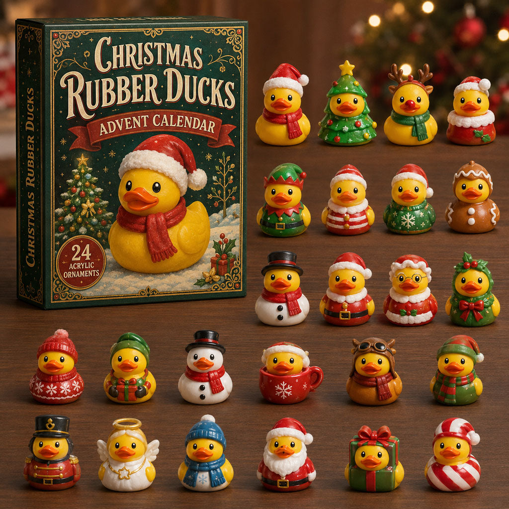 CHRISTMAS KICKOFF 40% OFF - Christmas Rubber Ducks Advent Calendar 2026 - 24-Day Festive Countdown, Acrylic Charms Blind Box - Gift For Rubber Duck Lovers AC0TM280