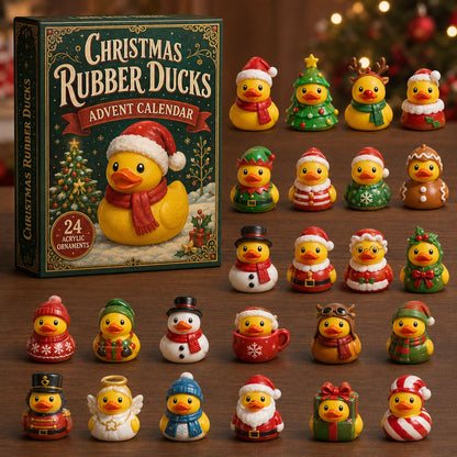CHRISTMAS KICKOFF 40% OFF - Christmas Rubber Ducks Advent Calendar 2026 - 24-Day Festive Countdown, Acrylic Charms Blind Box - Gift For Rubber Duck Lovers AC0TM280