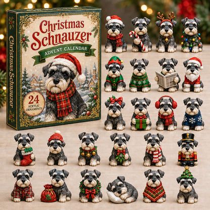 CHRISTMAS KICKOFF 40% OFF - Christmas Schnauzer Advent Calendar 2026 - 24-Day Festive Countdown, Acrylic Charms Blind Box - Gift For Schnauzer Lovers AC0NT046