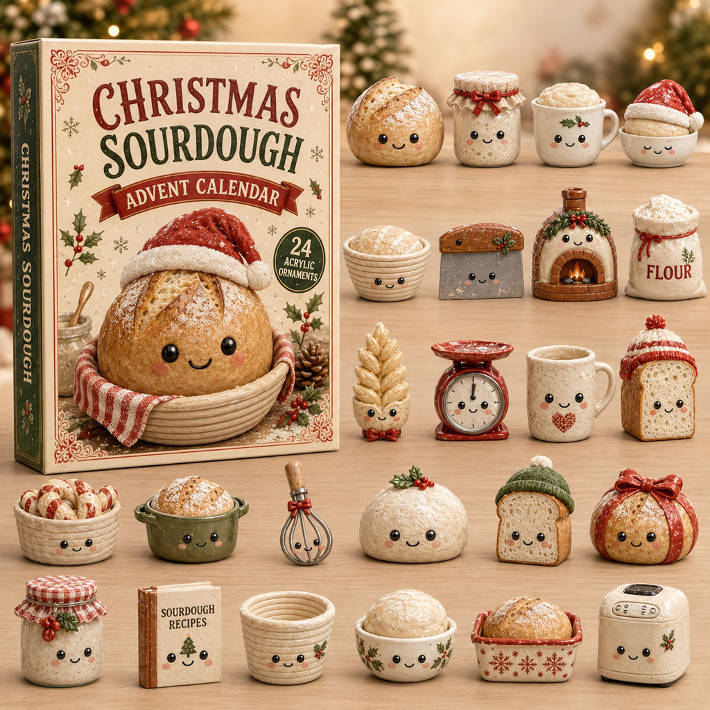 CHRISTMAS KICKOFF 40% OFF - Christmas Sourdough Advent Calendar 2026 - 24-Day Festive Countdown, Acrylic Charms Blind Box - Gift For Baking Lovers AC0TM083