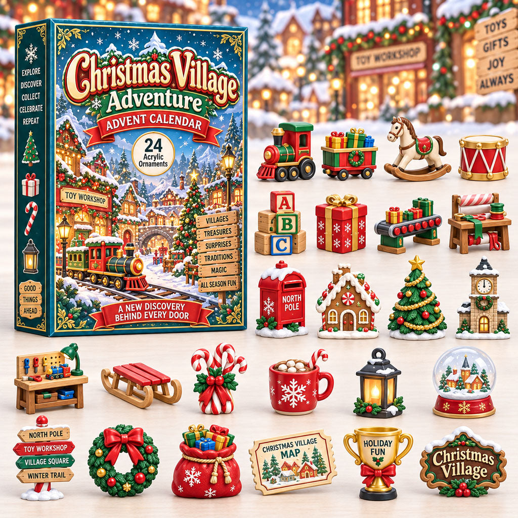 CHRISTMAS KICKOFF 40% OFF - Christmas Village Adventure Advent Calendar 2026 - 24-Day Festive Countdown, Acrylic Charms Blind Box - Gift For Kids Adventure AC0HA298