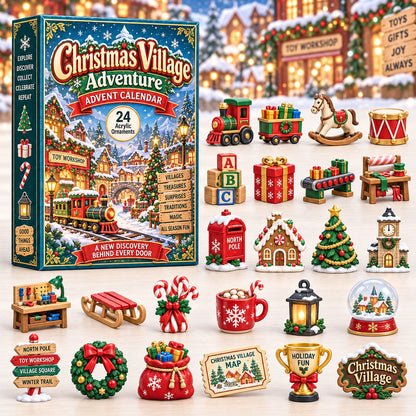CHRISTMAS KICKOFF 40% OFF - Christmas Village Adventure Advent Calendar 2026 - 24-Day Festive Countdown, Acrylic Charms Blind Box - Gift For Kids Adventure AC0HA298