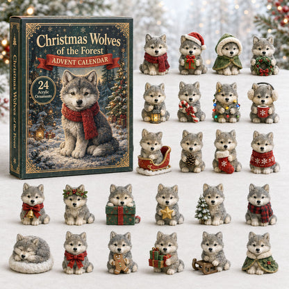 CHRISTMAS KICKOFF 40% OFF - Christmas Wolf Advent Calendar 2026 - 24-Day Festive Countdown, Acrylic Charms Blind Box - Gift For Wolf Lovers AC0TH050