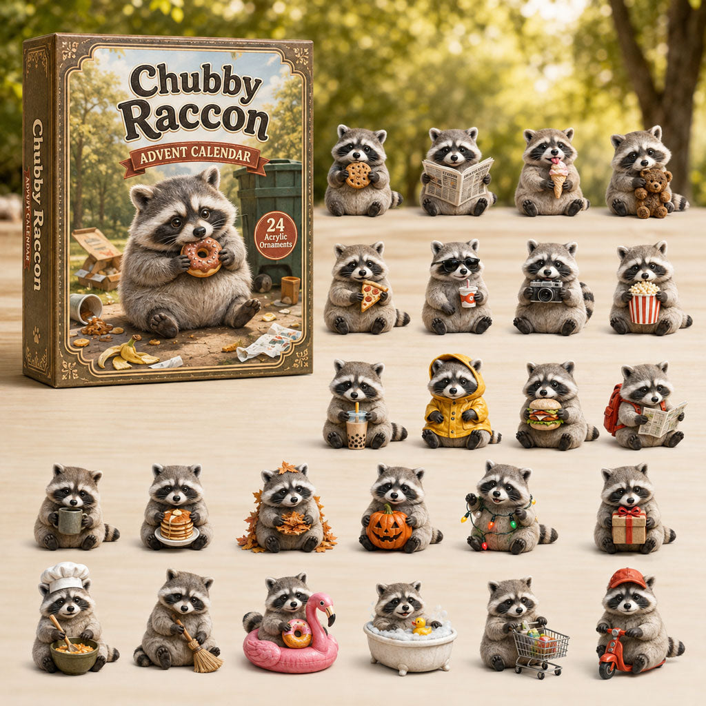 CHRISTMAS KICKOFF 40% OFF - Chubby Raccoon Advent Calendar 2026 - 24-Day Festive Countdown, Acrylic Charms Blind Box - Gift For Racoon Lovers AC0TH195