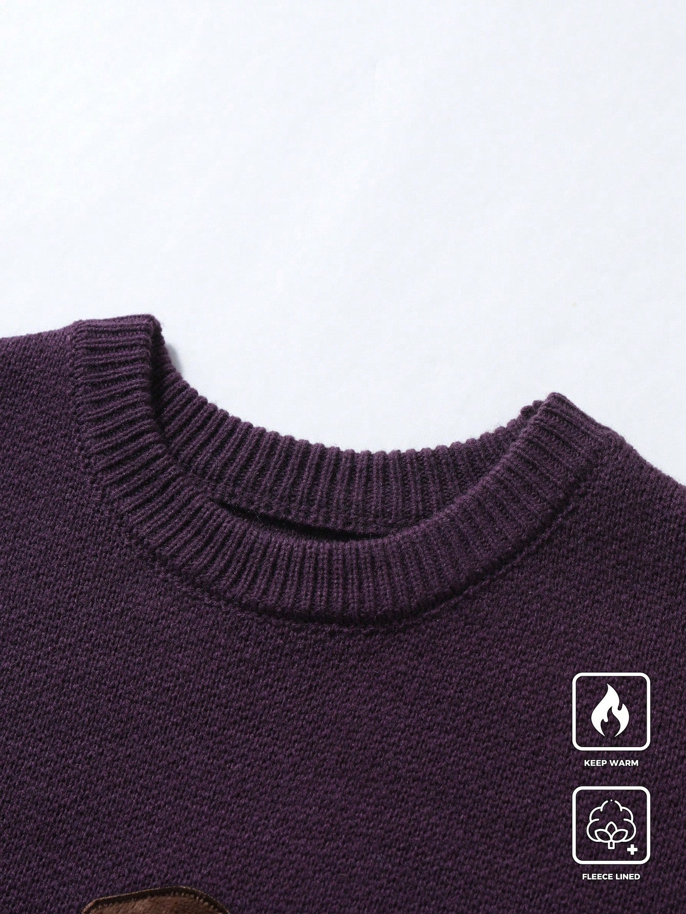 Claim Dot Men’s Cartoon Bear Embroidered Crew Neck Sweater