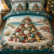 Coastal Beach Seashell Christmas Tree Bedding Set Quilt Cover