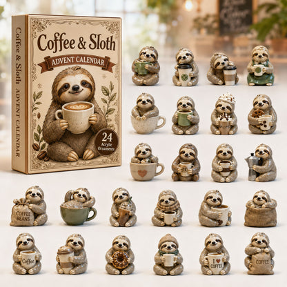 CHRISTMAS KICKOFF 40% OFF - Coffee Sloth Lover Advent Calendar 2026 - 24-Day Festive Countdown, Acrylic Charms Blind Box - Gift For Sloth Lovers