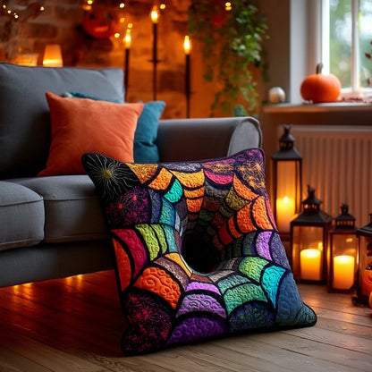 Colorful Web Halloween Quilted Pillow Case