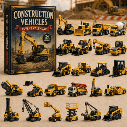 CHRISTMAS KICKOFF 40% OFF - Construction Vehicles Fleet Advent Calendar 2026 - 24-Day Festive Countdown, Acrylic Charms Blind Box - Gift For Vehicle Lovers AC0TM221