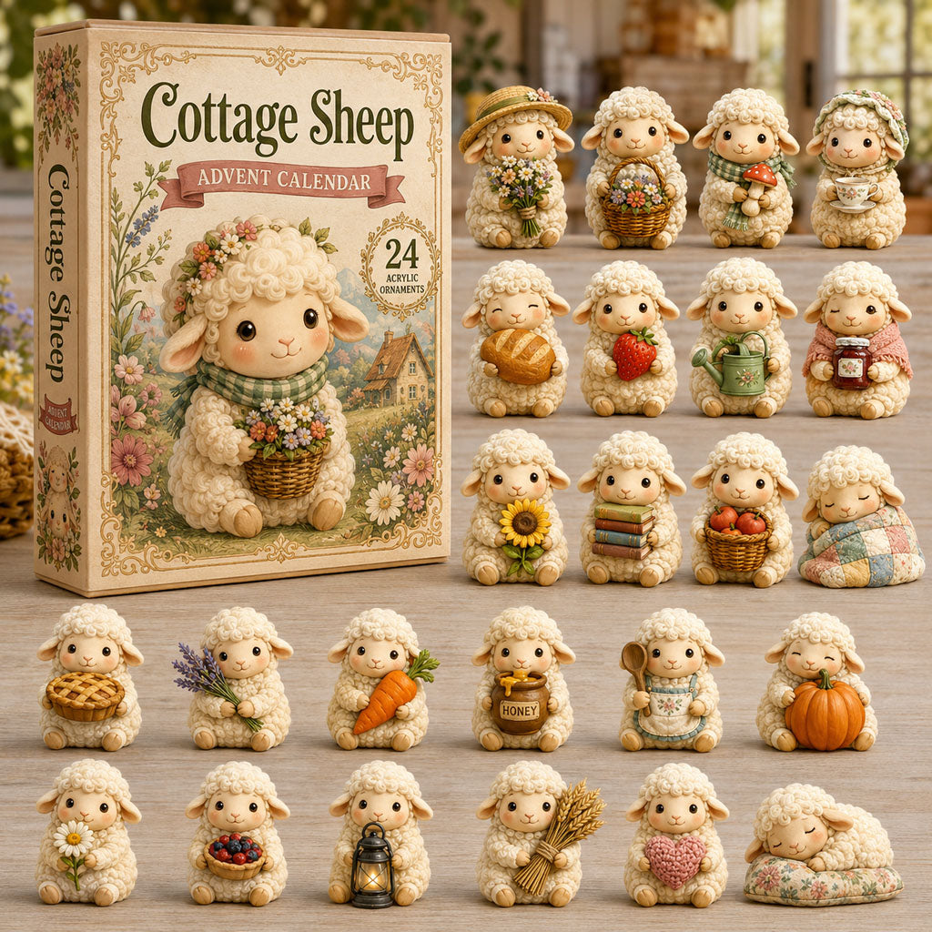 CHRISTMAS KICKOFF 40% OFF - Cottage Sheep Advent Calendar 2026 - 24-Day Festive Countdown, Acrylic Charms Blind Box - Gift For Sheep Lovers AC0NT196