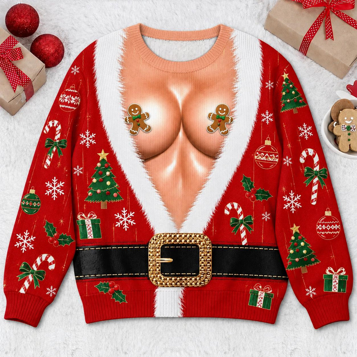 Couples Chest Chest Christmas Ugly Sweater Pair