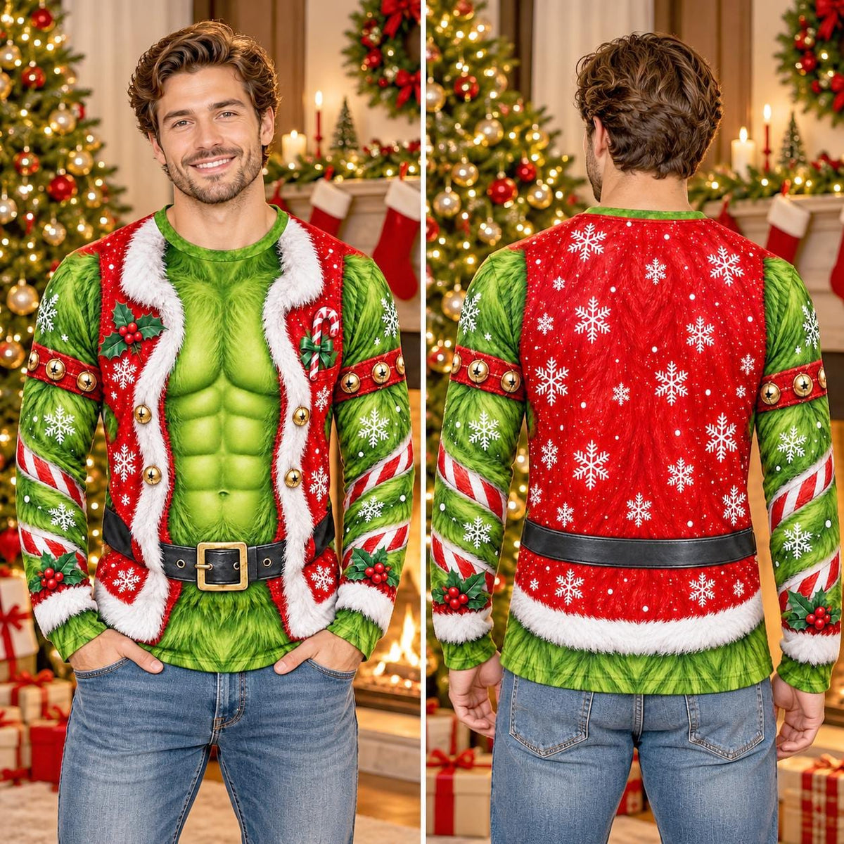 Couples' Grinch Body Funny Christmas Ugly Sweater