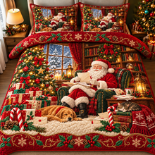 Cozy Santa Claus Reading Christmas Bedding Set Quilt Cover