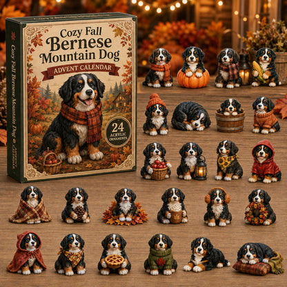 FALL KICKOFF 40% OFF - Cozy Fall Bernese Mountain Dog Advent Calendar 2026 - 24-Day Festive Countdown, Acrylic Charms Blind Box - Gift For Bernese Mountain Dog Lovers AC0NT112