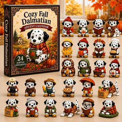 CHRISTMAS KICKOFF 40% OFF - Cozy Fall Dalmatian Advent Calendar 2026 - 24-Day Festive Countdown, Acrylic Charms Blind Box - Gift For Dog Lovers
