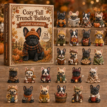 FALL KICKOFF 40% OFF - Cozy Fall French Bulldog Advent Calendar 2026 - 24-Day Festive Countdown, Acrylic Charms Blind Box - Gift For Dog Lovers AC0NT082