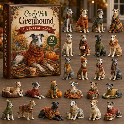FALL KICKOFF 40% OFF - Cozy Fall Greyhound Advent Calendar 2026 - 24-Day Festive Countdown, Acrylic Charms Blind Box - Gift For Greyhound Lovers AC0NT247