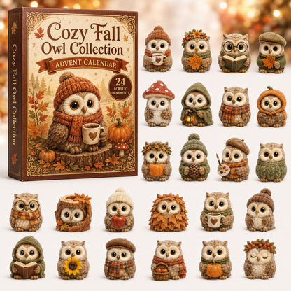 CHRISTMAS KICKOFF 40% OFF - Cozy Fall Owl Advent Calendar 2026 - 24-Day Festive Countdown, Acrylic Charms Blind Box - Gift For Owl Lovers