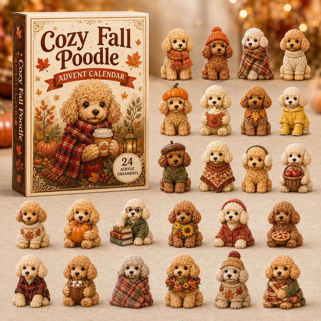 FALL KICKOFF 40% OFF - Cozy Fall Poodle Advent Calendar 2026 - 24-Day Festive Countdown, Acrylic Charms Blind Box - Gift For Poodle Lovers AC0NT036
