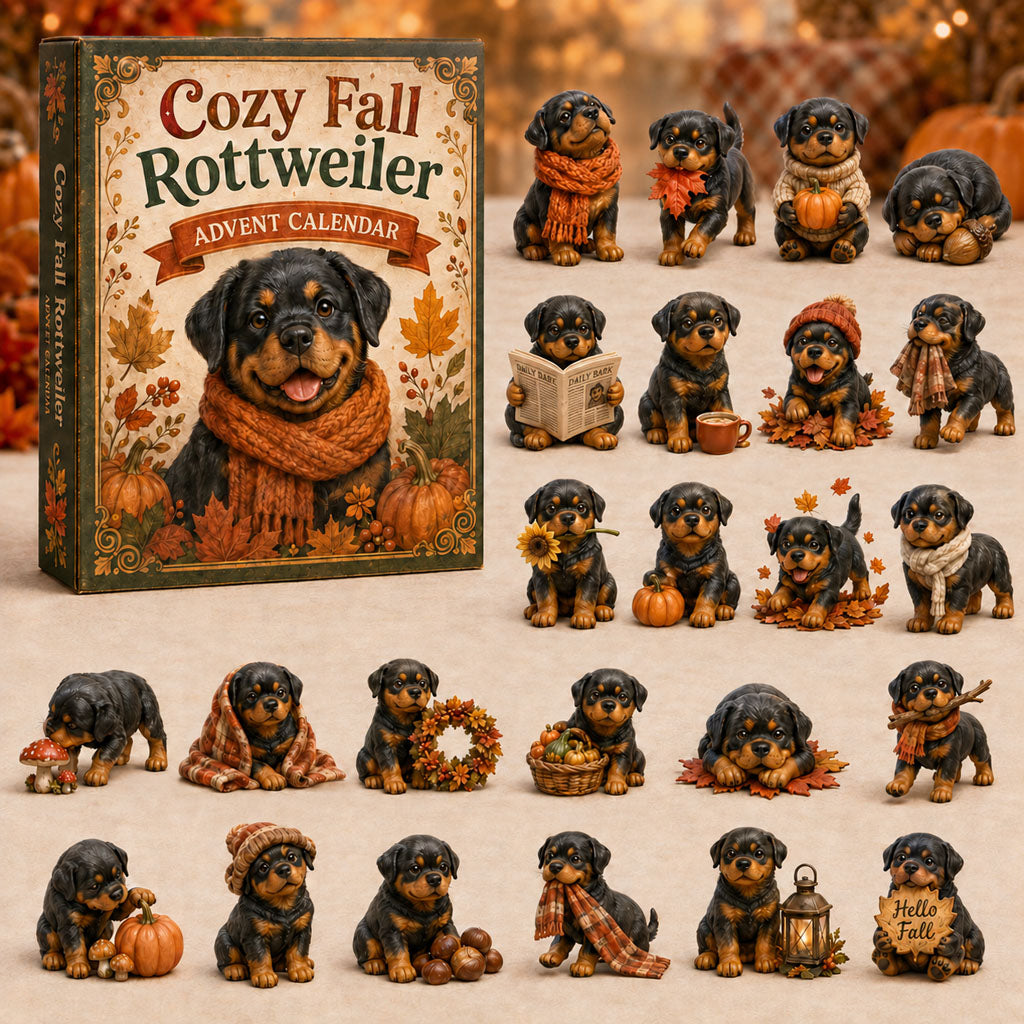 FALL KICKOFF 40% OFF - Cozy Fall Rottweiler Advent Calendar 2026 - 24-Day Festive Countdown, Acrylic Charms Blind Box - Gift For Rottweiler Lovers AC0NT136