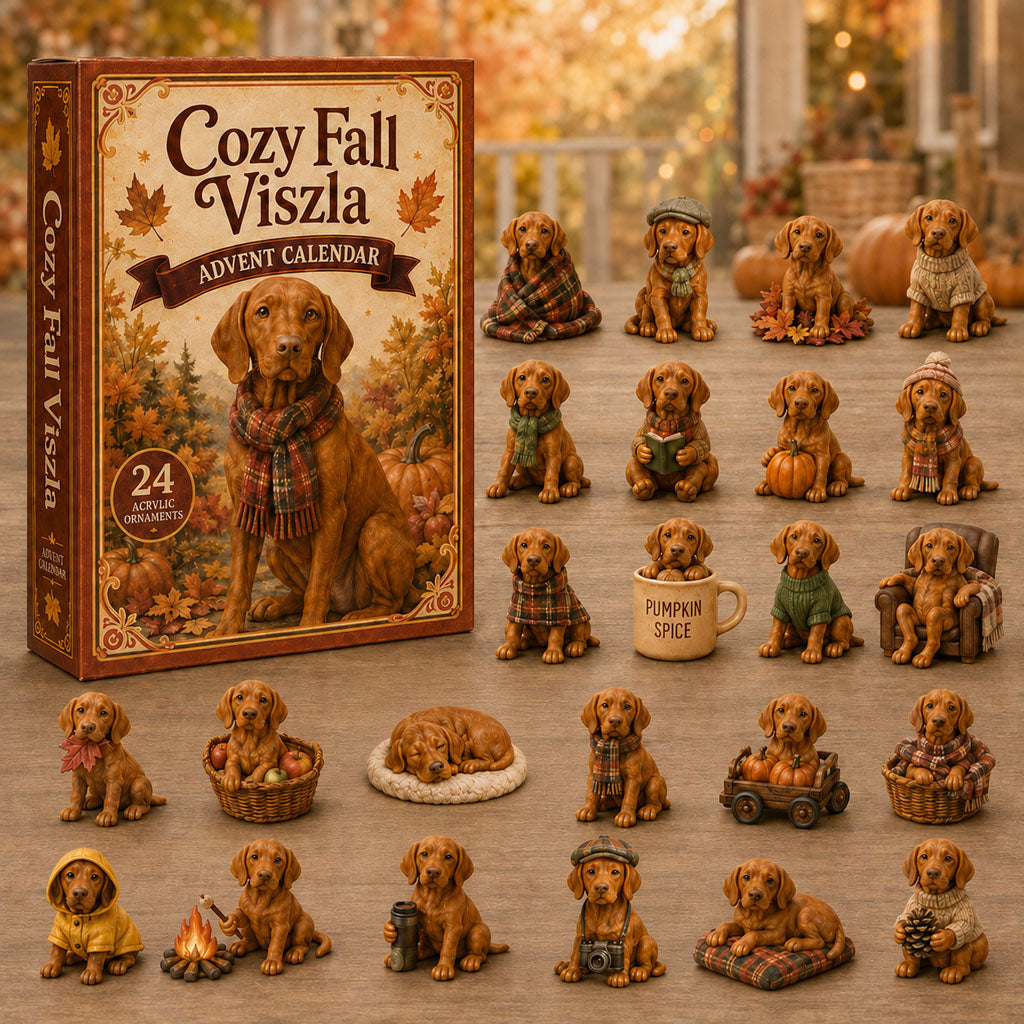 FALL KICKOFF 40% OFF - Cozy Fall Vizsla Advent Calendar 2026 - 24-Day Festive Countdown, Acrylic Charms Blind Box - Gift For Vizsla Lovers AC0NT172