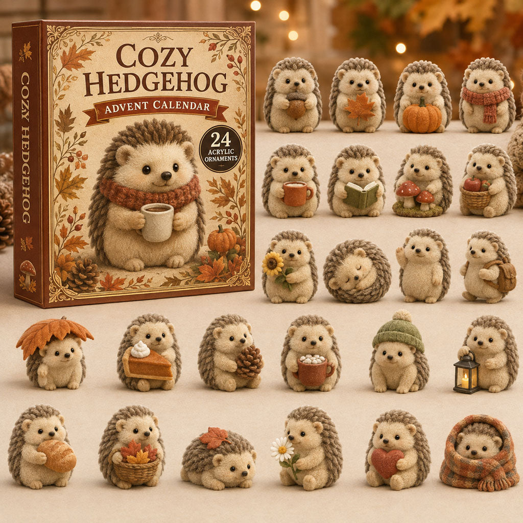 FALL KICKOFF 40% OFF - Cozy Hedgehog Advent Calendar 2026 - 24-Day Festive Countdown, Acrylic Charms Blind Box - Gift For Hedgehog Lovers AC0TM135