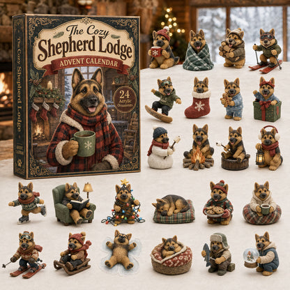 CHRISMAST KICKOFF 40% OFF - Cozy Shepherd Lodge Advent Calendar 2026 - 24-Day Festive Countdown, Acrylic Charms Blind Box - Gift For Dog Lovers AC0TH150