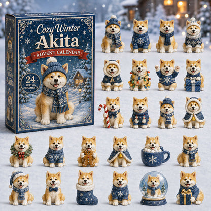CHRISMAST KICKOFF 40% OFF - Cozy Winter Akita Advent Calendar 2026 - 24-Day Festive Countdown, Acrylic Charms Blind Box - Gift For Akita Lovers AC0NT169