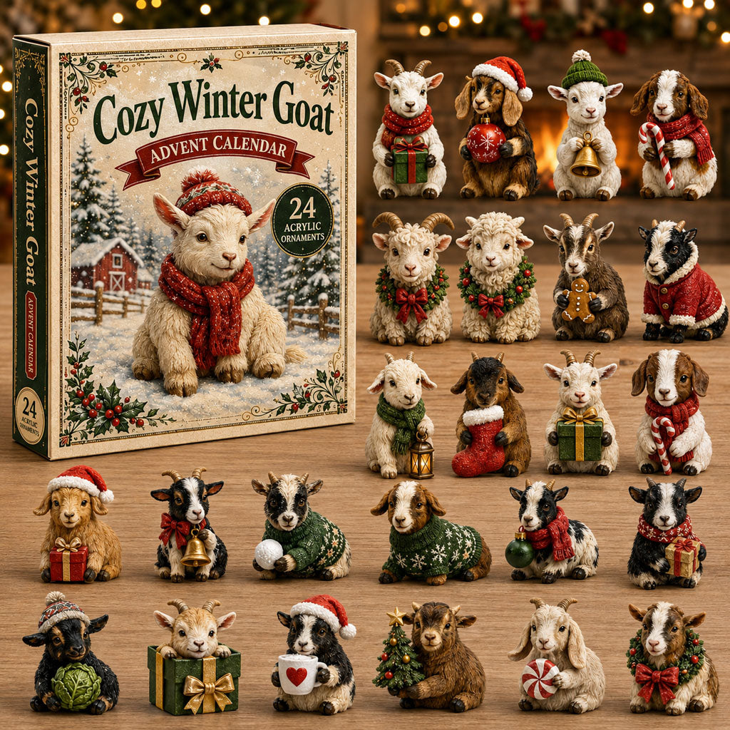 CHRISTMAS KICKOFF 40% OFF - Cozy Winter Goat Advent Calendar 2026 - 24-Day Festive Countdown, Acrylic Charms Blind Box - Gift For Goat Lovers AC0NT193