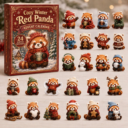 CHRISTMAS KICKOFF 40% OFF - Cozy Winter Red Panda Advent Calendar 2026 - 24-Day Festive Countdown, Acrylic Charms Blind Box - Gift For Red Panda Lovers AC0NT182