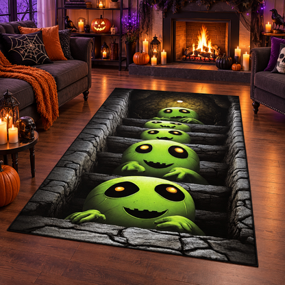 Crawl Green Smiley Monster Halloween Area Rug