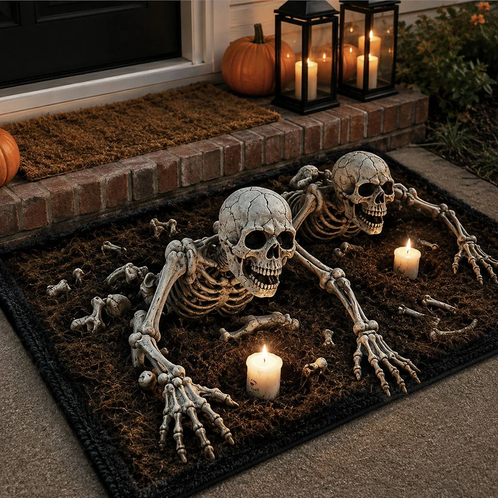 Crawling Skeletons Spooky Halloween Gate Doormat