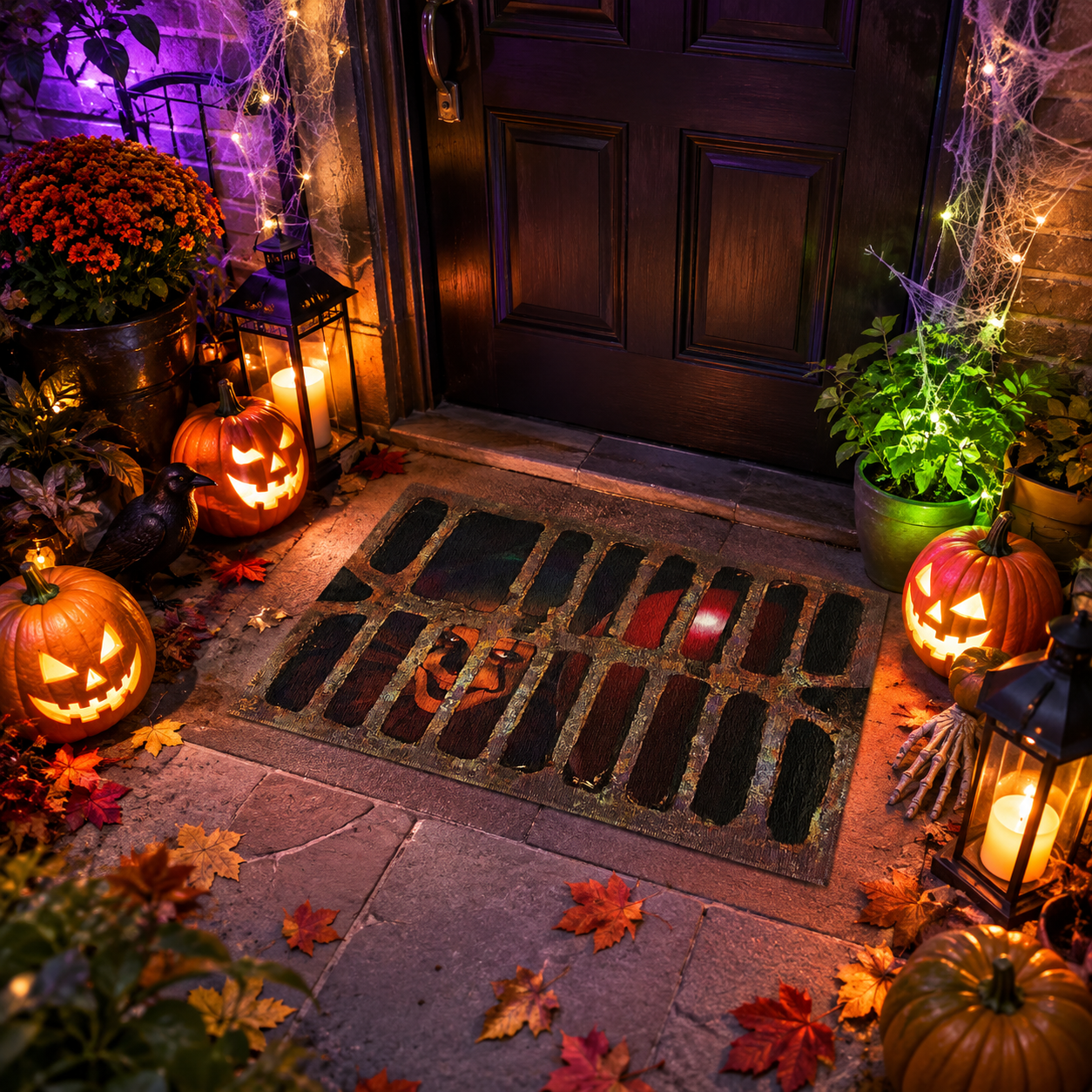 Creepy Clown Sewer Grate Spooky Halloween Gate Doormat