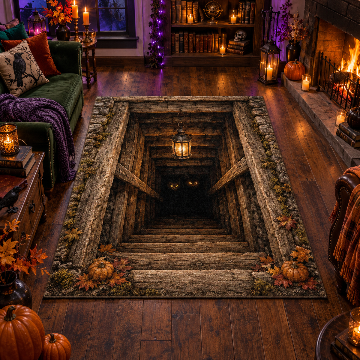 Creepy Dungeon Tunnel Halloween Area Rug