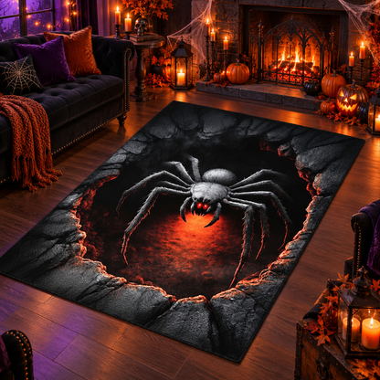 Creepy Giant Spider Cave Halloween Area Rug