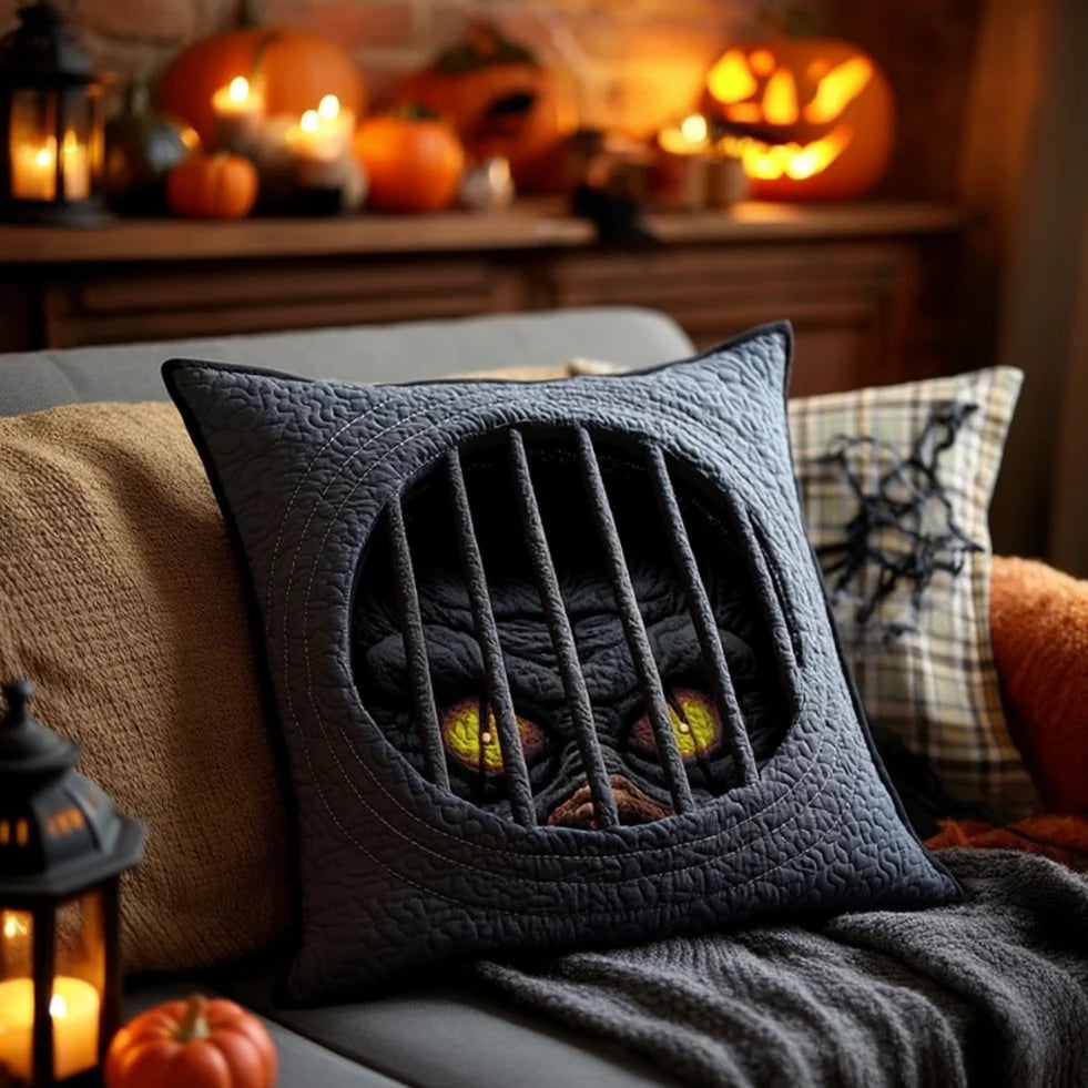 Creepy Monster Cage Halloween Quilted Pillow Case