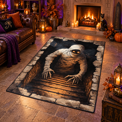 Creepy Mummy Tomb 3D Halloween Area Rug