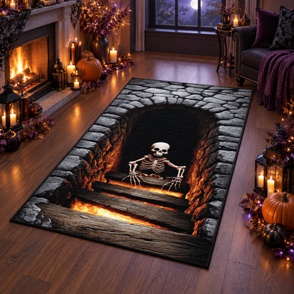 Creepy Skeleton Dungeon Halloween Area Rug