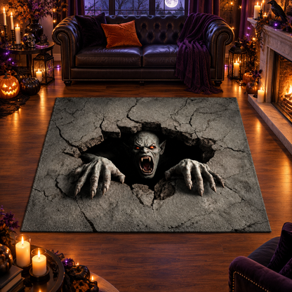 Creepy Vampire Monster Hole Halloween Area Rug
