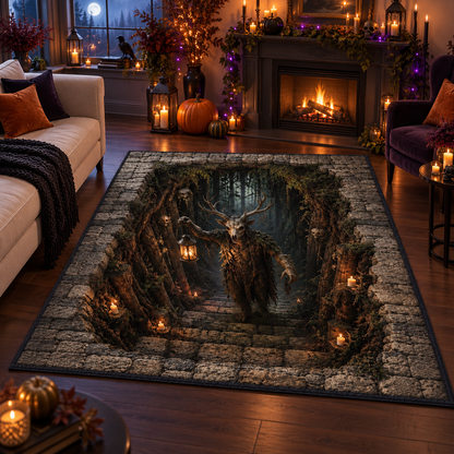 Creepy Wendigo Forest Dungeon Halloween Area Rug