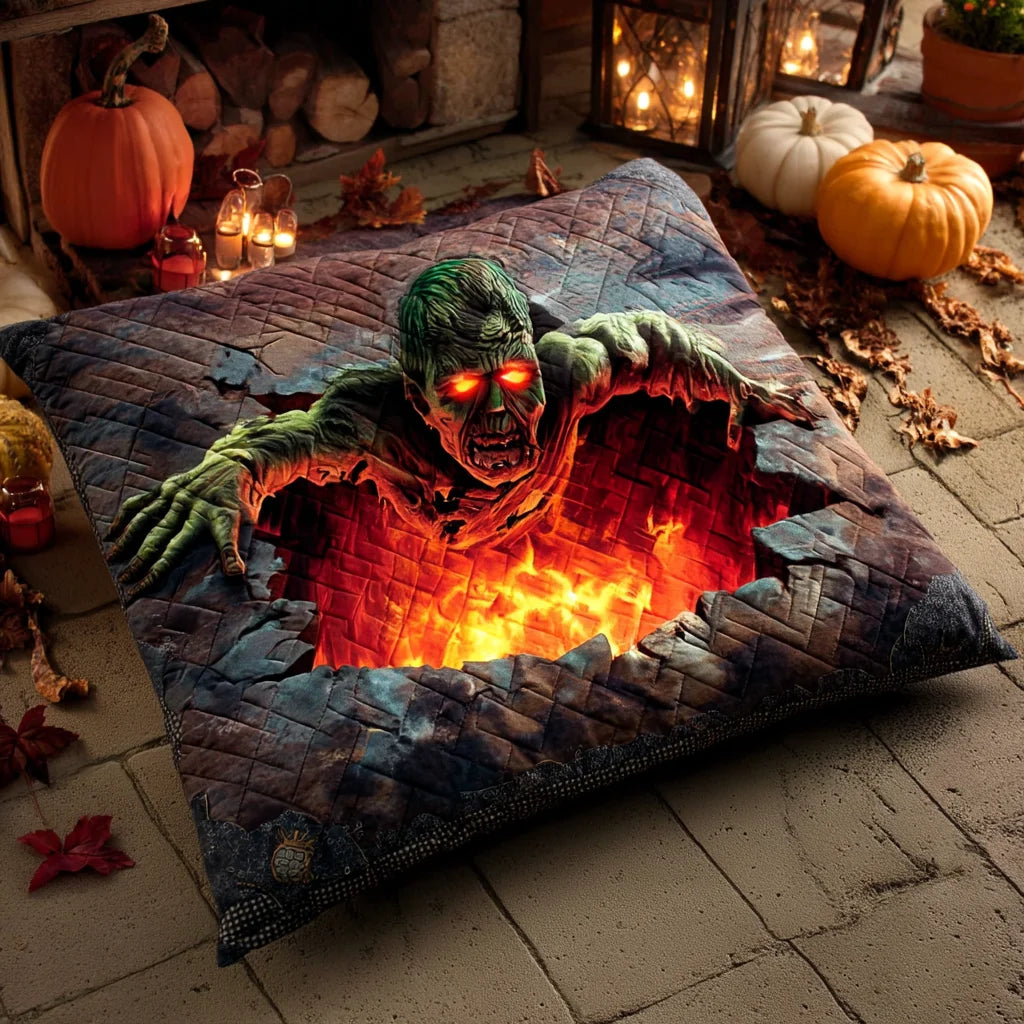 Creepy Zombie Halloween Quilted Pillow Case