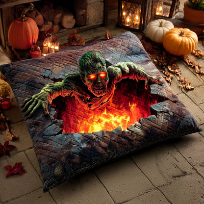 Creepy Zombie Halloween Quilted Pillow Case