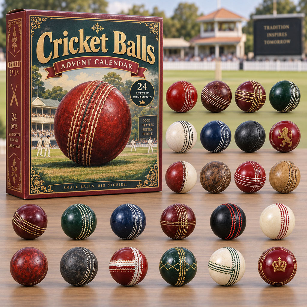 CHRISTMAS KICKOFF 40% OFF - Cricket Balls Advent Calendar 2026 - 24-Day Festive Countdown, Acrylic Charms Blind Box - Gift For Cricket Lovers AC0NT297