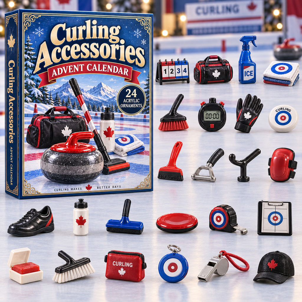 CHRISTMAS KICKOFF 40% OFF - Curling Accessories Advent Calendar 2026 - 24-Day Festive Countdown, Acrylic Charms Blind Box - Gift For Curling Lovers AC0NT301