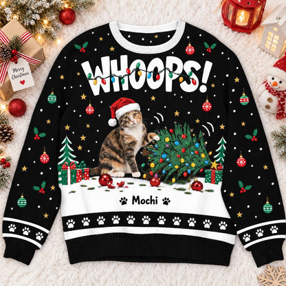 Custom Cat Whoops Ugly Christmas Sweater