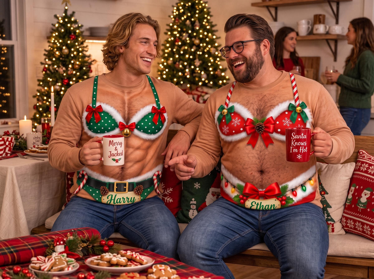 Custom Funny Bikini Print Ugly Christmas Sweater