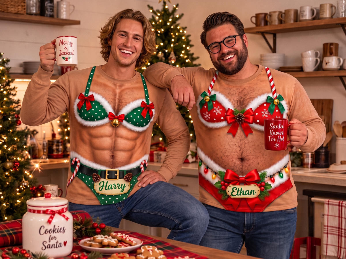 Custom Funny Bikini Print Ugly Christmas Sweater