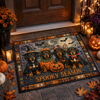Cute Dachshund Spooky Season Costumes Halloween Gate Doormat